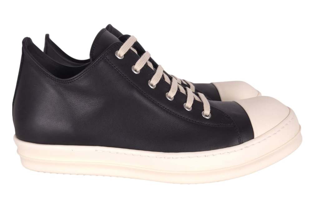 Rick Owens Low Sneaks US 11.5 EU 44.5 Mens Black Milk Leather $985